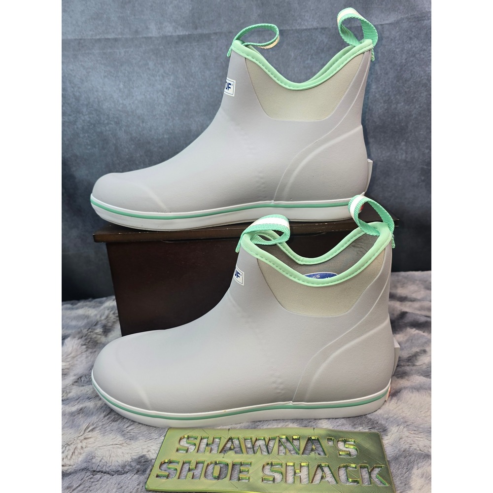 NWOT XTRATUF Ankle Deck Boot Grey Mint Green Waterproof Women Size 10